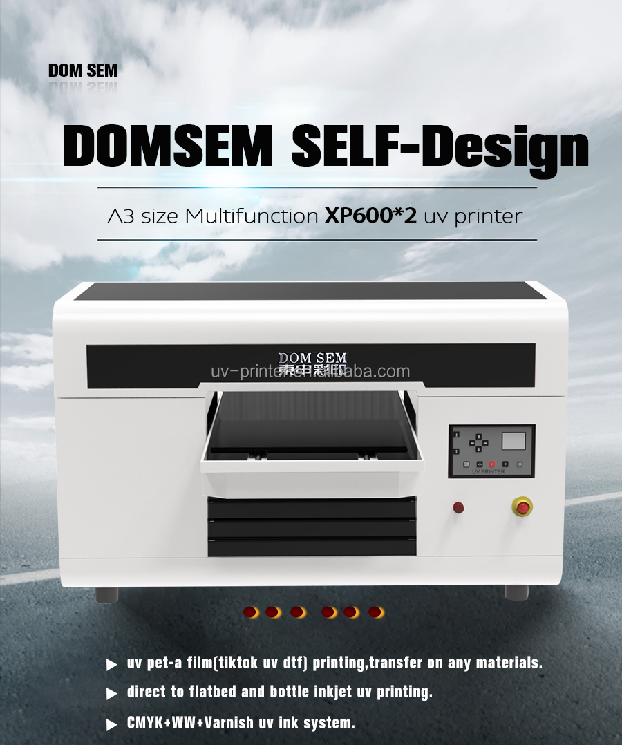 DOMSEM New A3 UV Sticker DTF Printer Inkjet Pet Film Sheet Sticker Uv Printing Machine