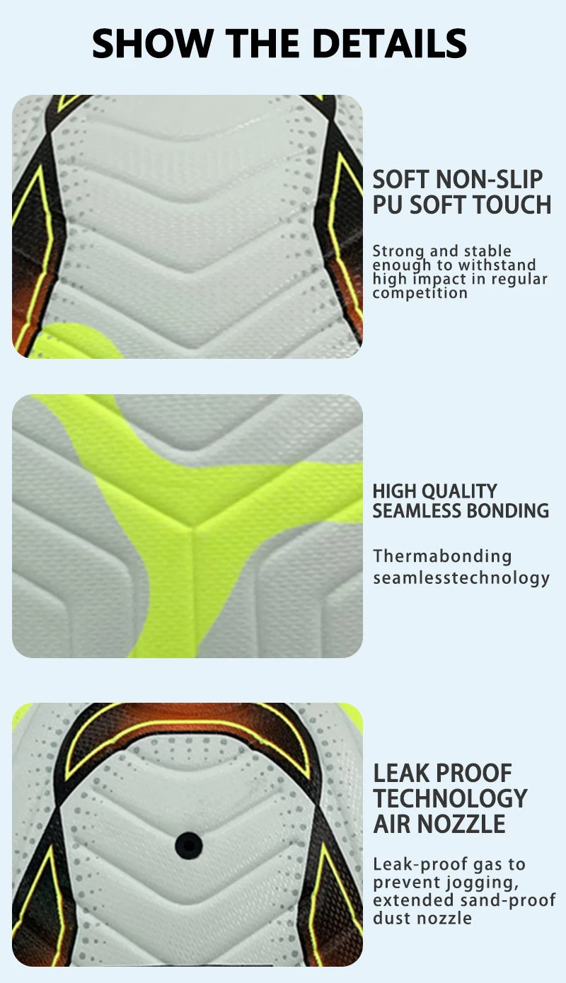 Fluorescent Color Huandong Football-A23-T Soccer Ball Size 5 Official Match High Quality Thermal Bonded Leather Football