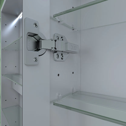 48" X 30" Silver Aluminum Rectangular LED Medicine Cabinet with Clock, Recessed or Surface Mount