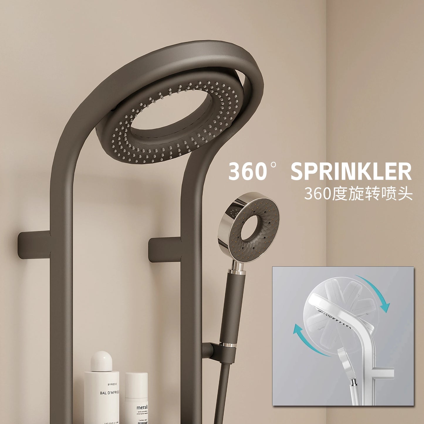 Intelligent Temperature Control Digital Display 360 Degrees Rotating Sprinkler Shower Set