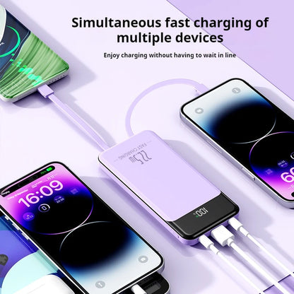 Custom LOGO PD22.5W Portable Ultrathin Charger Built-in Cable Mobile Power 10000mah Fast Charging 20W PowerBank 10000mah