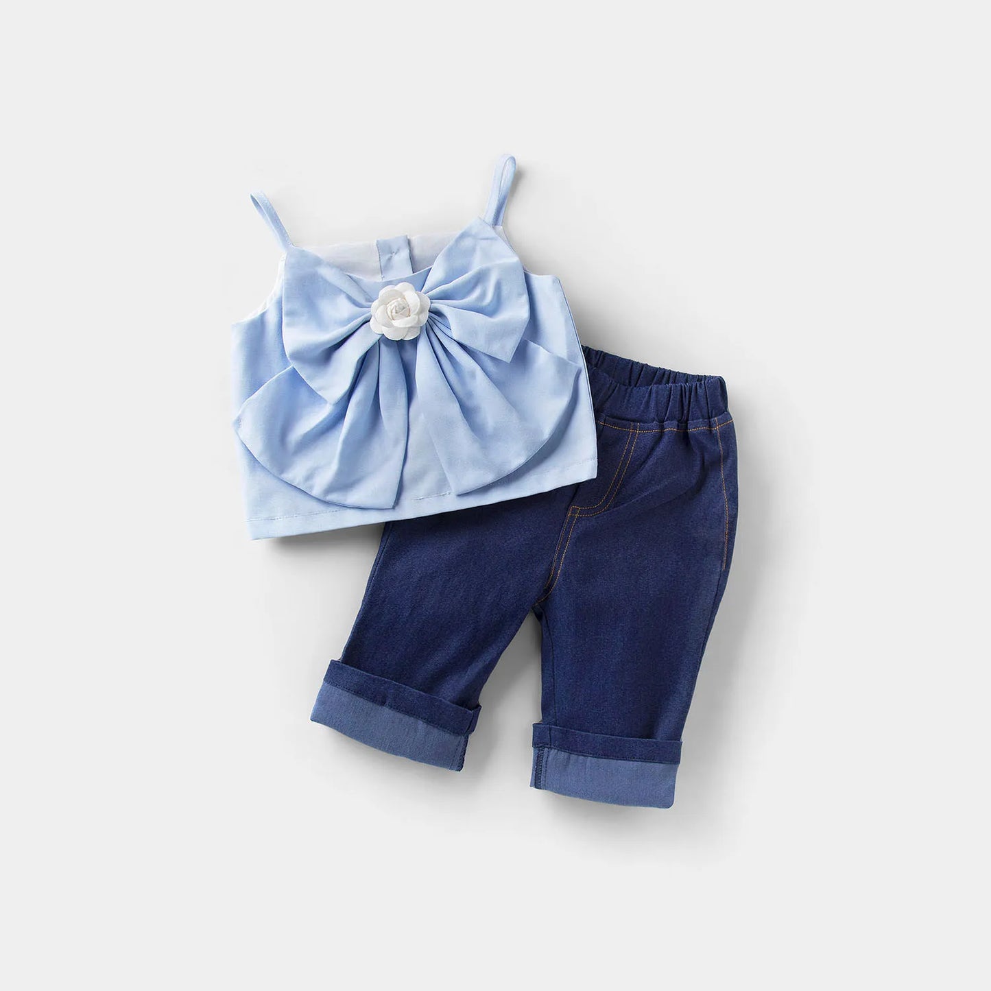 Sweet Princess Dress Collection for Girls Solid Patterns and Bows Clothing Sets for Children