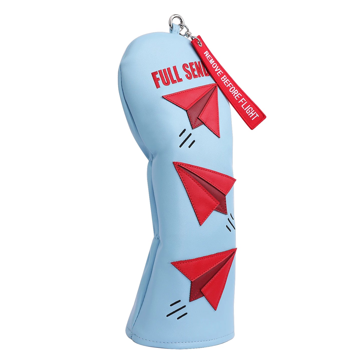 Drop Shipping Embroidery FULL SEND  Red Tag Soft PU Synthetic Leather  Airplane Applique Golf Headcover 460cc Driver Cover