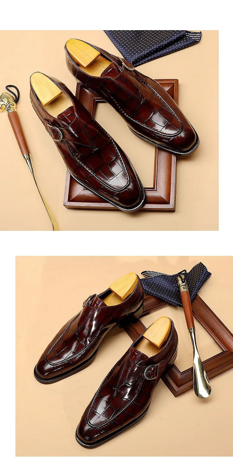 ClassicPattern Business Flat Shoes Men Designer Formal Dress Leather Shoes Men's Loafers Valentine Gifts Shoes