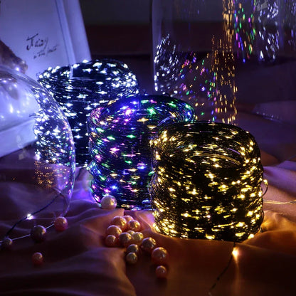 10M-200M LED String Fairy Lights Green Wire Outdoor Christmas Tree Lights Garland For New Year Street Home Party Wedding Decor