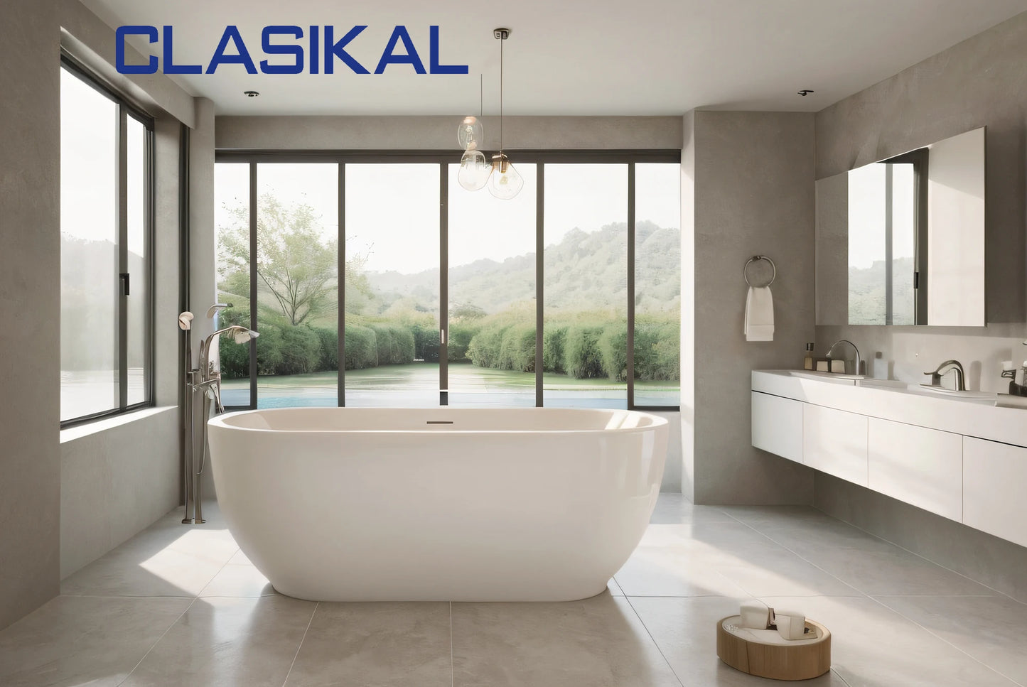 CLASIKAL Factory Direct Sales Hotel Home Independent Luxury Bathtub Material High-quality Artificial Stone Soaking Bathtub