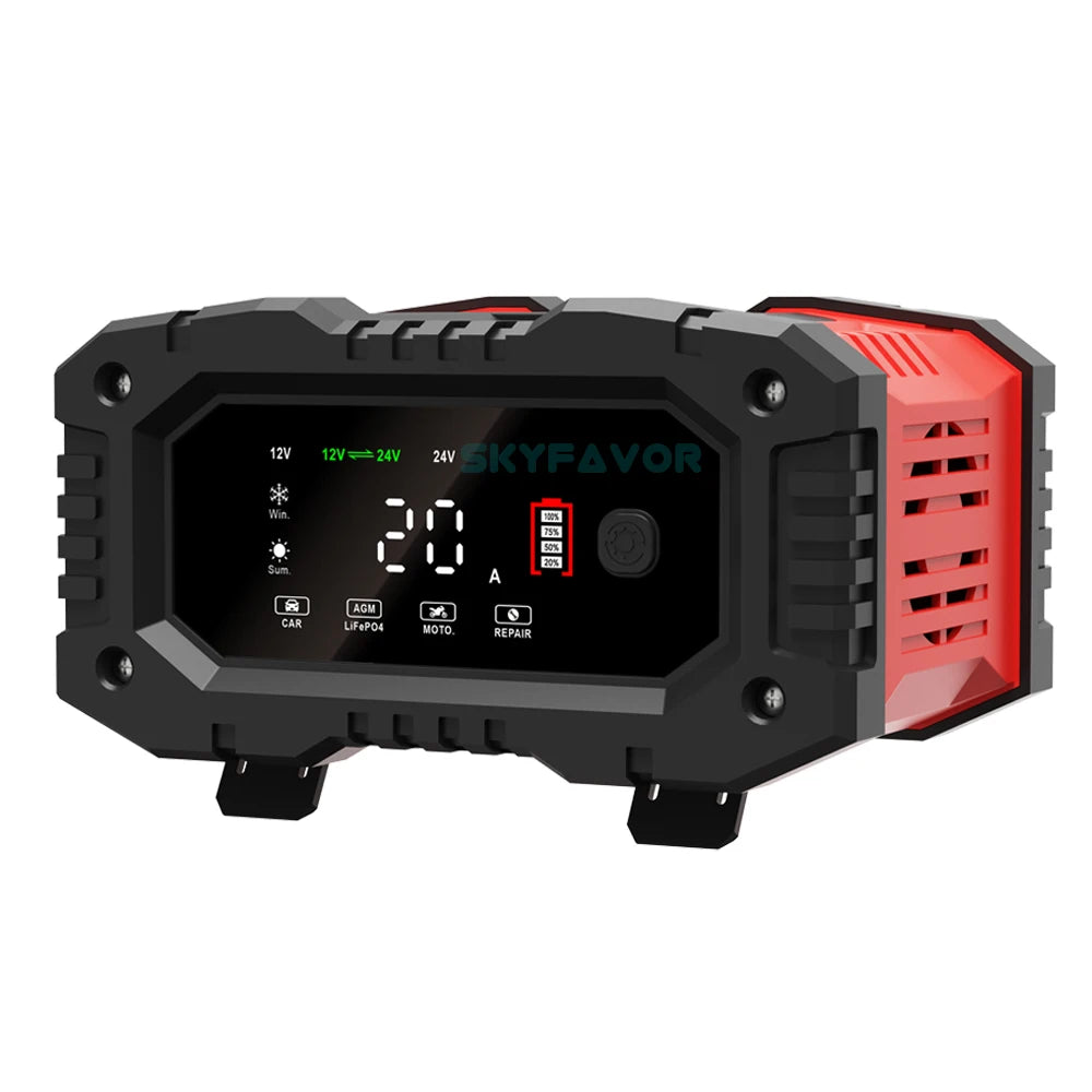 Lifepo4 Lead Acid Car Battery Charger 12V 24V 20A Fast Automatic Gel Agm Maintenance-free Deep Cycle Lead Acid Battery Charger