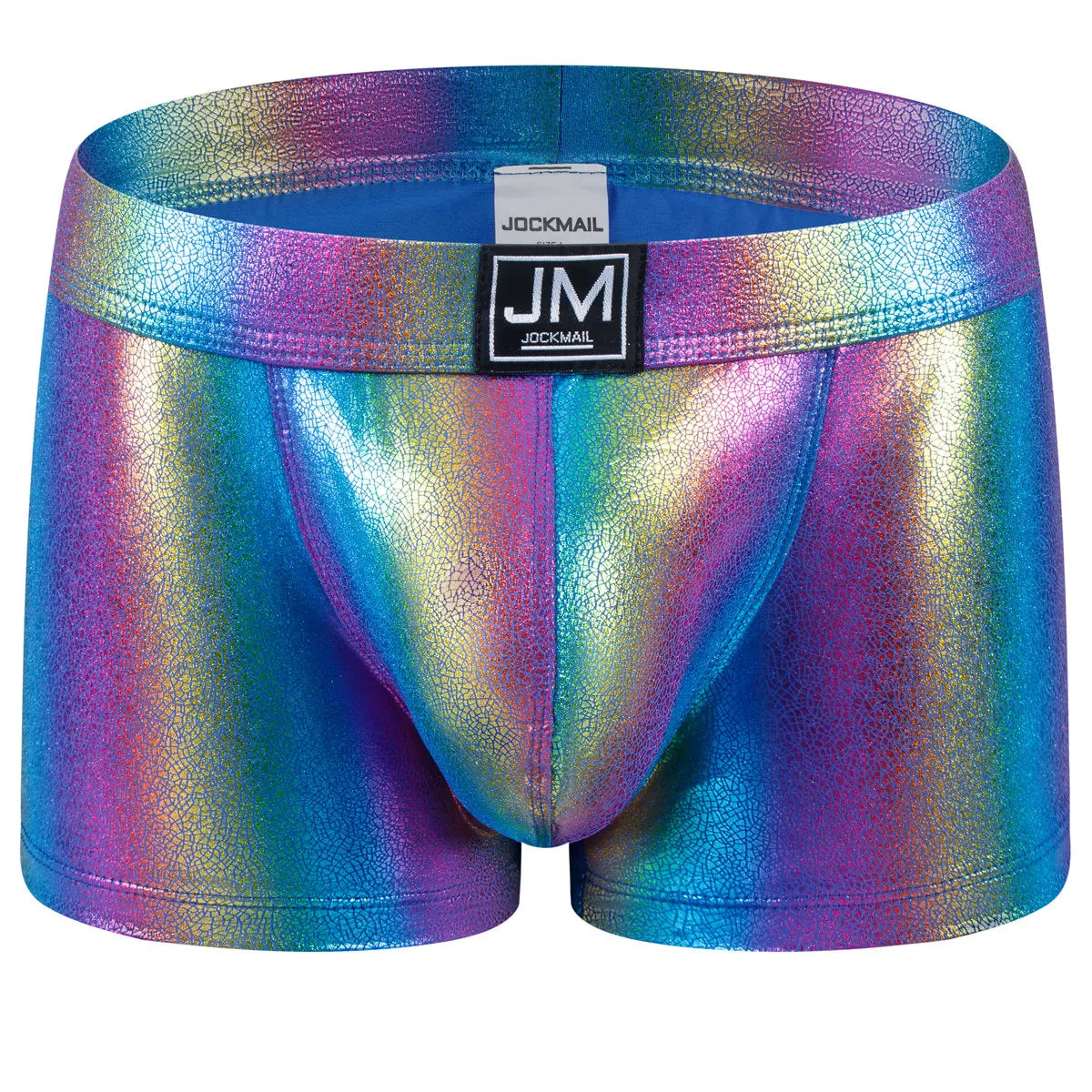 Patent Imitation Leather Shiny Fashion Low-rise Floral Knitted Boxer Briefs Waist Garment Dyed Casual Club Party Men's