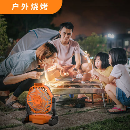 Portable Outdoor Solar Ventilation Fan for Camping for Tent Lighting Charging Dry Battery Four Wind Speed Fan Lighting Treasure