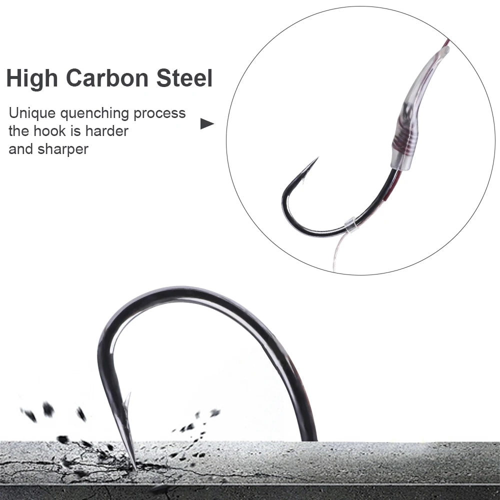 FTK Carp Fishing Hair Rigs Braided Line Thread Steel Hook Rigs Fishing Terminal Tackle