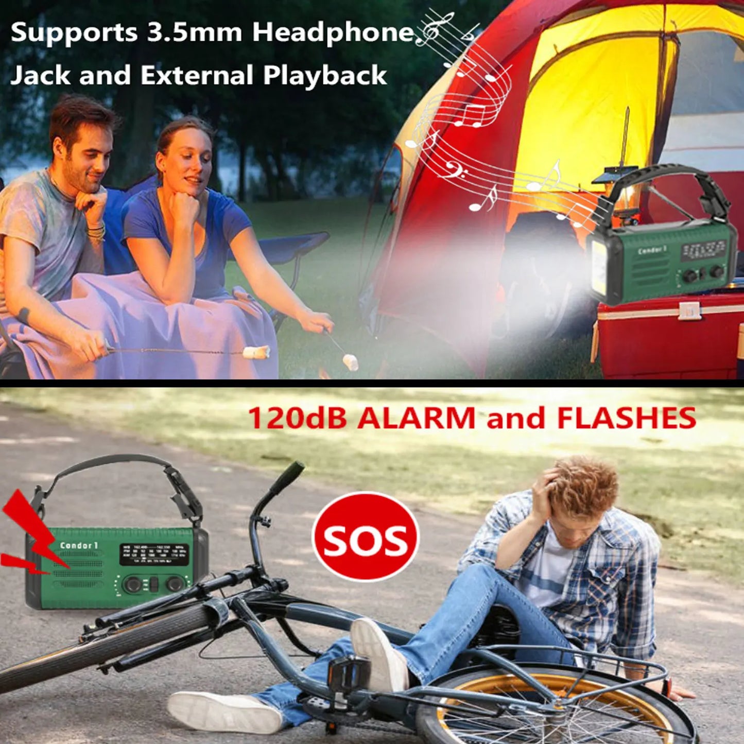 20000mAh Crank Radio, Emergency Radio, Solar Radio, NOAA/AM/FM Weather Radio, Torch & LED Reading Light, SOS Alarm, Compass