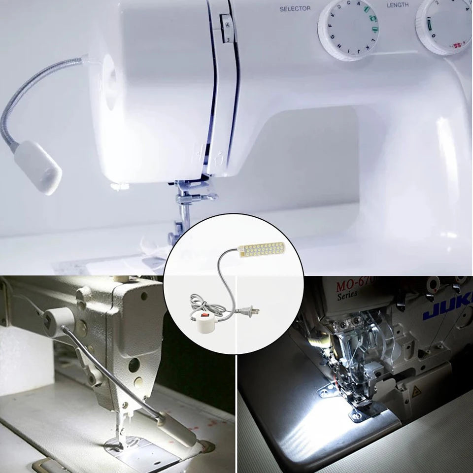 Dimmable Sewing Machine LED Lights Flexible Work Lamp Industrial Lighting Magnetic Sewing Light 20/30LEDs for Drill Press Lathe