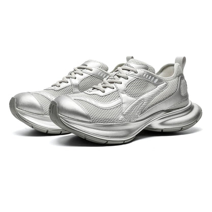 Dropshipping Custom Logo Fashion Sliver Color Sports Shoes Mens Designer Walking Style Chunky Platform Sneakers