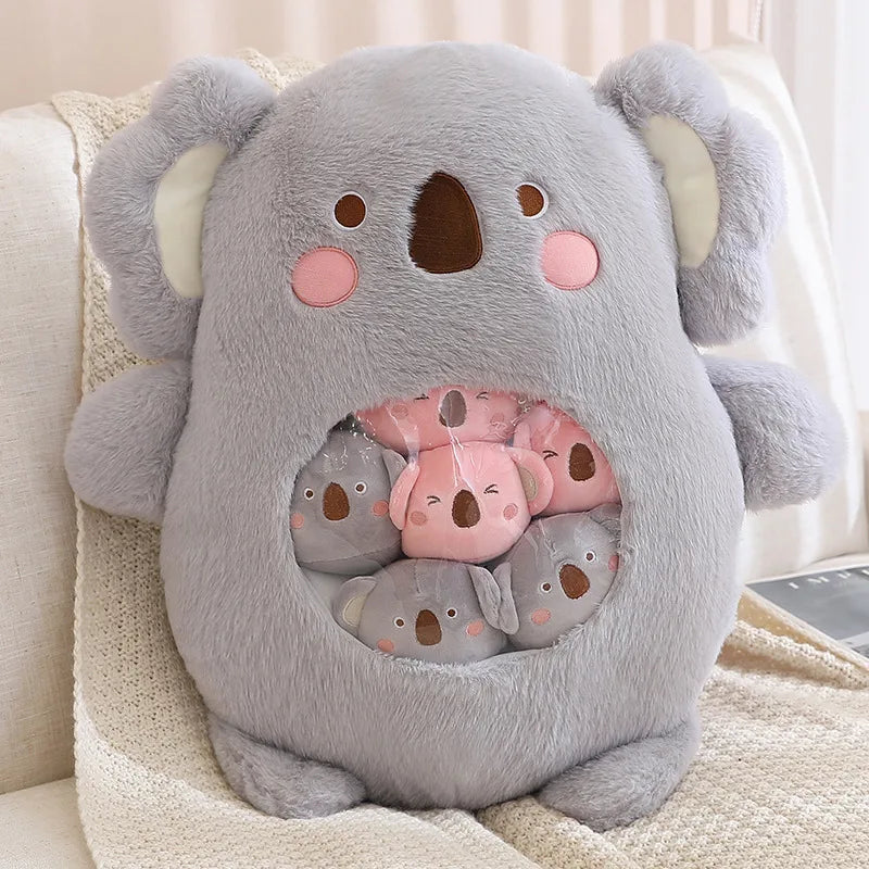 Cute Animal With Little Baby Small Toys Snacks Throw Pillow Rabbit Dinosaur Bear Stuffed Cushion Koala Plushies