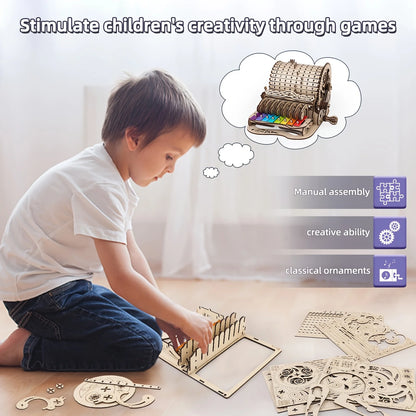 3D Wooden Puzzle Kit Piano Musical Mechanical Music Box Model Wooden Xylophone Toy for Adults & Teens Christmas Birthday Gift