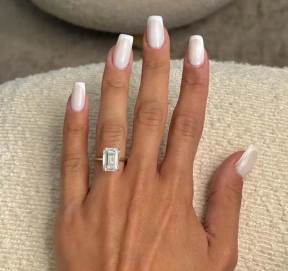 IGI Certified 5CT Emerald Cut Lab Grown Diamond Ring F Color VS Clarity 14K Gold 3.5GM Premium Fine Jewelry Wedding Engagement