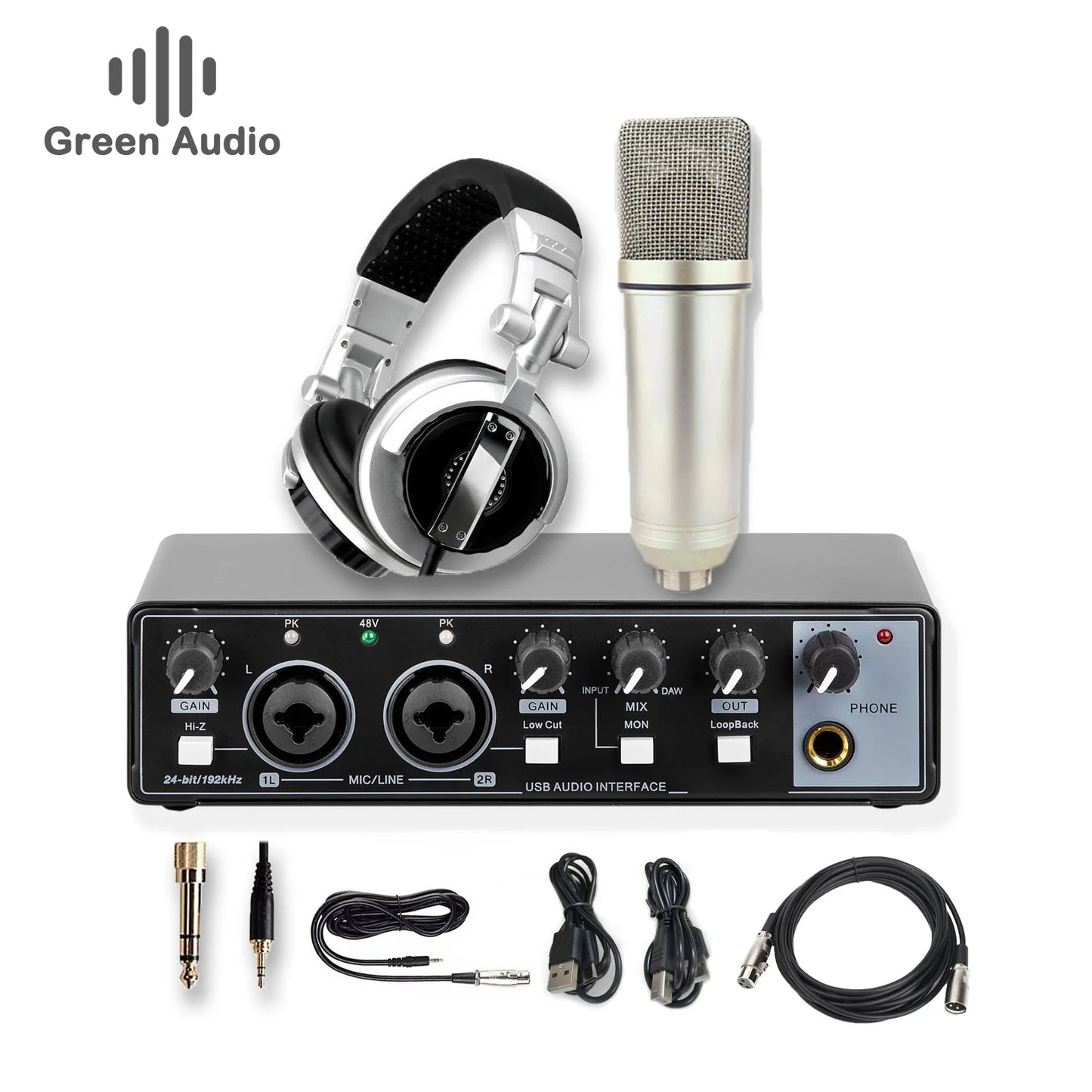 GAX-MD22P 2 in 2 Out Studio Recording Usb Audio Interface for Guitar