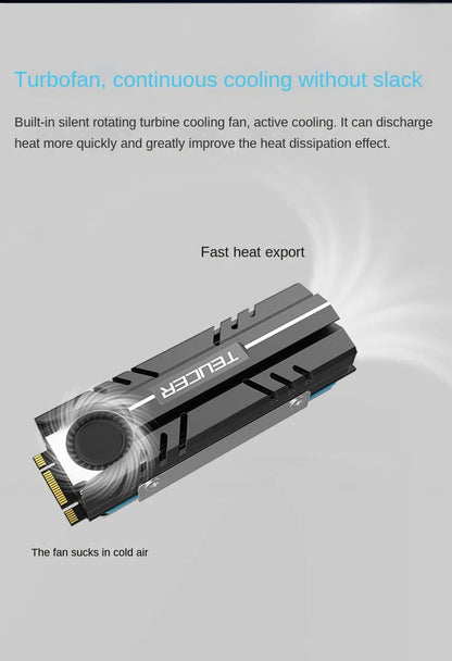 TEUCER M.2 2280 NVME SSD Cooling Vest Radiator Heat Sink with Fan in Stock