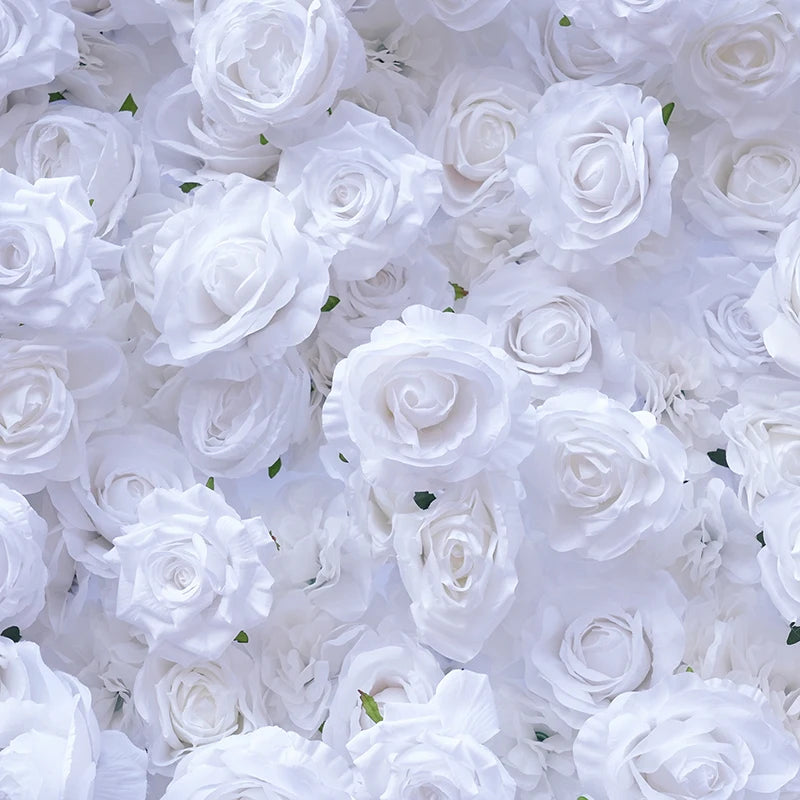 S-A8911Pure White Rose Rolling up Cloth Flower Wall Wedding Backdrop Props