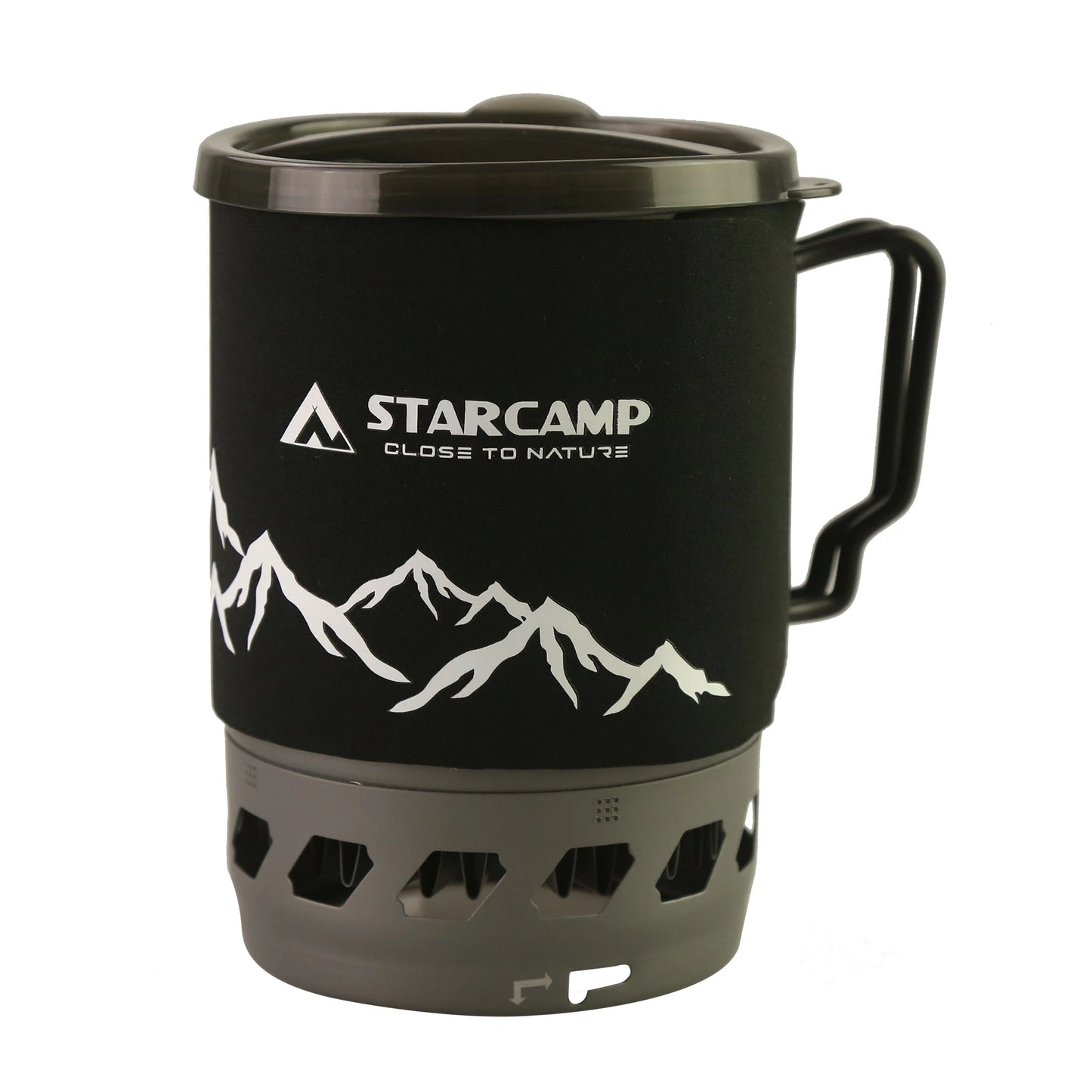 STARCAMP 1100ml Outdoor Camping Cooking System Fastboil Jet Cooker Gas Stove Stainless Steel Pot with 1L Capacity Packed in Bag