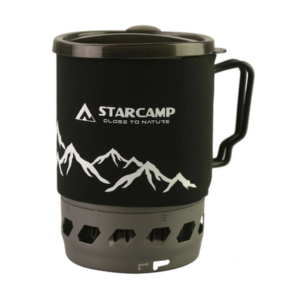 STARCAMP 1100ml Outdoor Camping Cooking System Fastboil Jet Cooker Gas Stove Stainless Steel Pot with 1L Capacity Packed in Bag