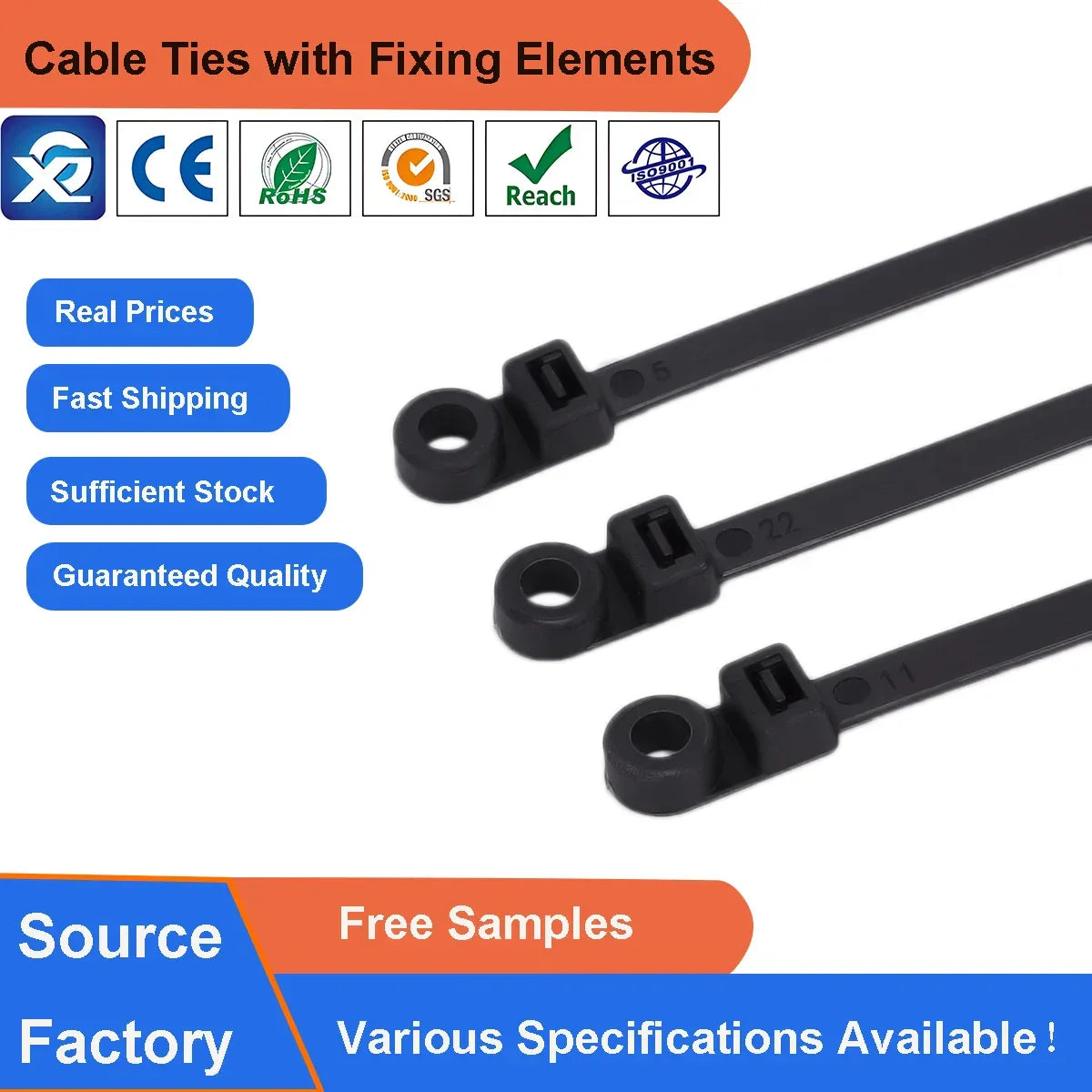 7.5*410mm Cable Ties with 6.5mm Screw Mounting Hole113-12020/113-00011/113-00018/113-12060/113-12017/113-12018/113-00001/T120MR
