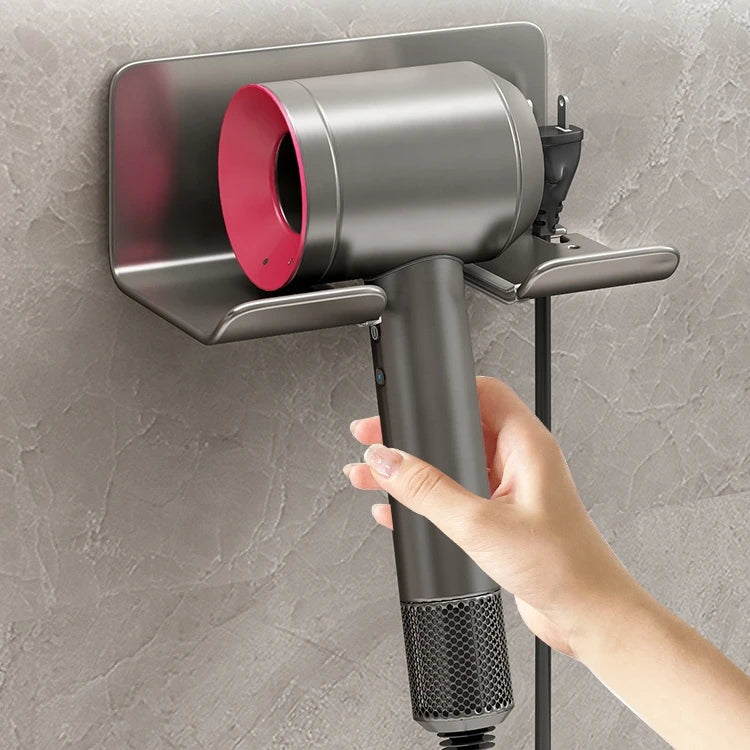 White Gun Grey Bathroom Aluminum Hair Dryer Tools Storage Holders Wall Mounted Shelf Storage Rack