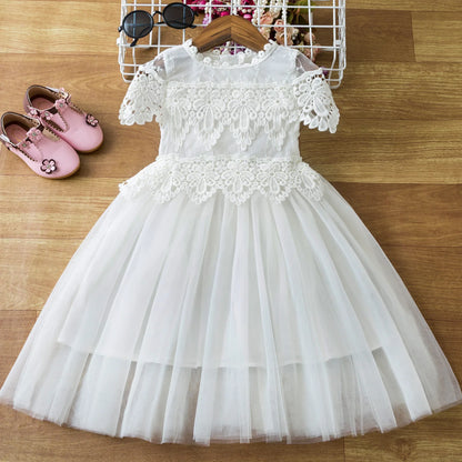 New Listing Wedding Pattern Lace Little Princess Microfiber Dress Halter ODM Wholesale Kid Clothing for Baby Girls for Children