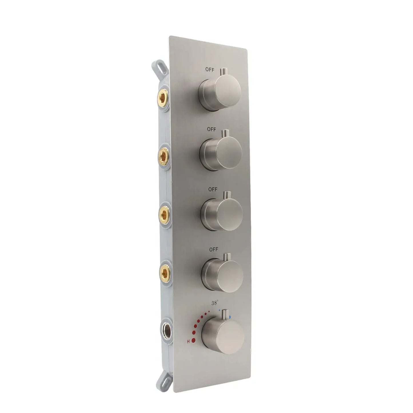 Modern 4 Way Thermostatic Shower Mixing Valve Concealed 5-Handle Brass Diverter Controlled Flow Polished Bronze Brushed Nickel