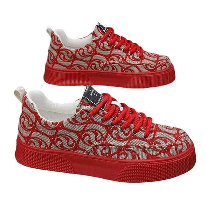 Men's Breathable Canvas Trainer Shoes Fashion Trend Sport Sneaker for Trekking Walking Casual Slip-On Lace-Up Closure for Boys