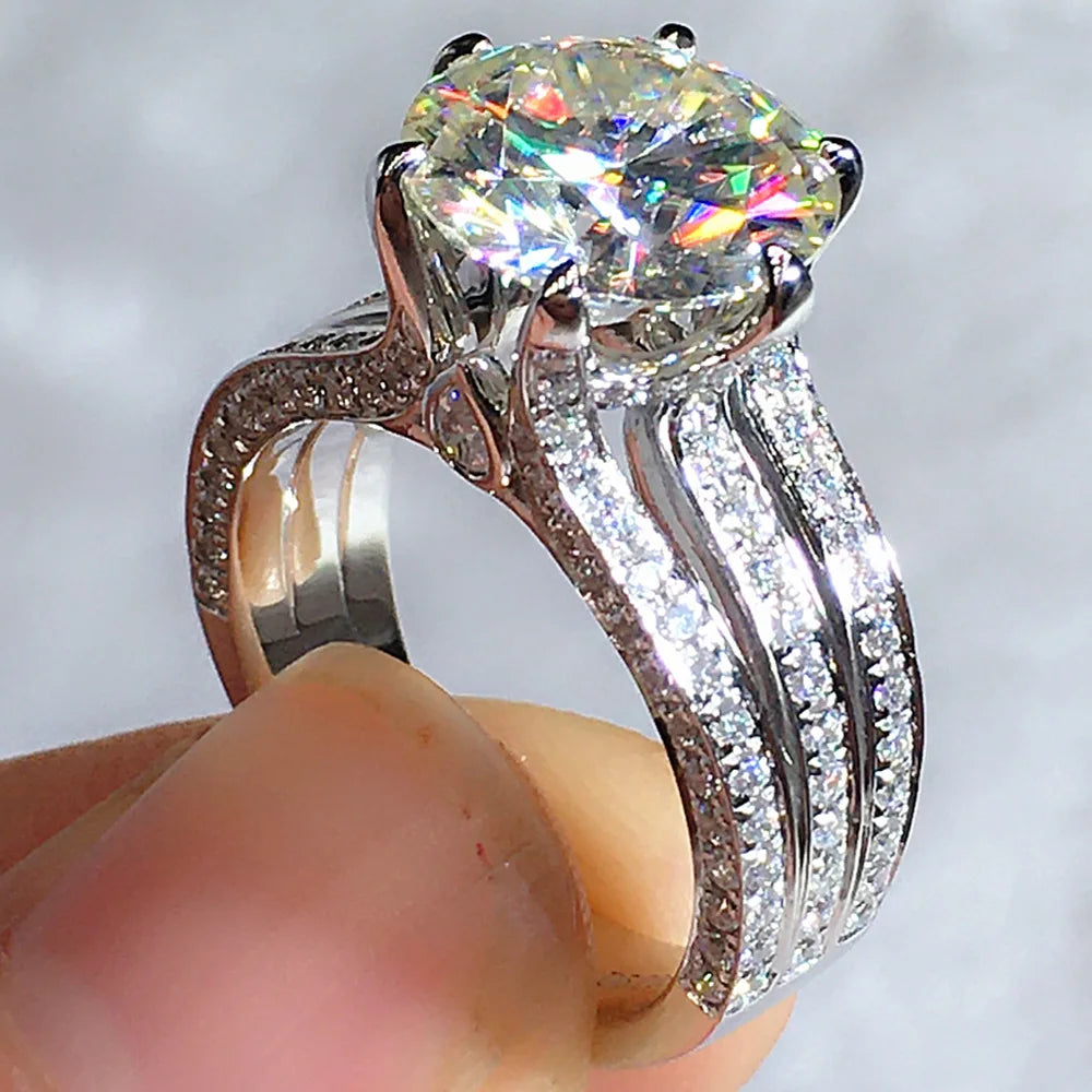 F1801 Women's White Gold Diamond Ring Oval Cut Lab Grown Diamond Engagement Ring D Color Side Stones