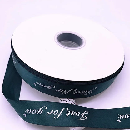5yards 10-38mm "Just for You" Printed Polyester Ribbon Letters Print Ribbon for DIY Gift Packing Wedding Christmas Bow Ribbons