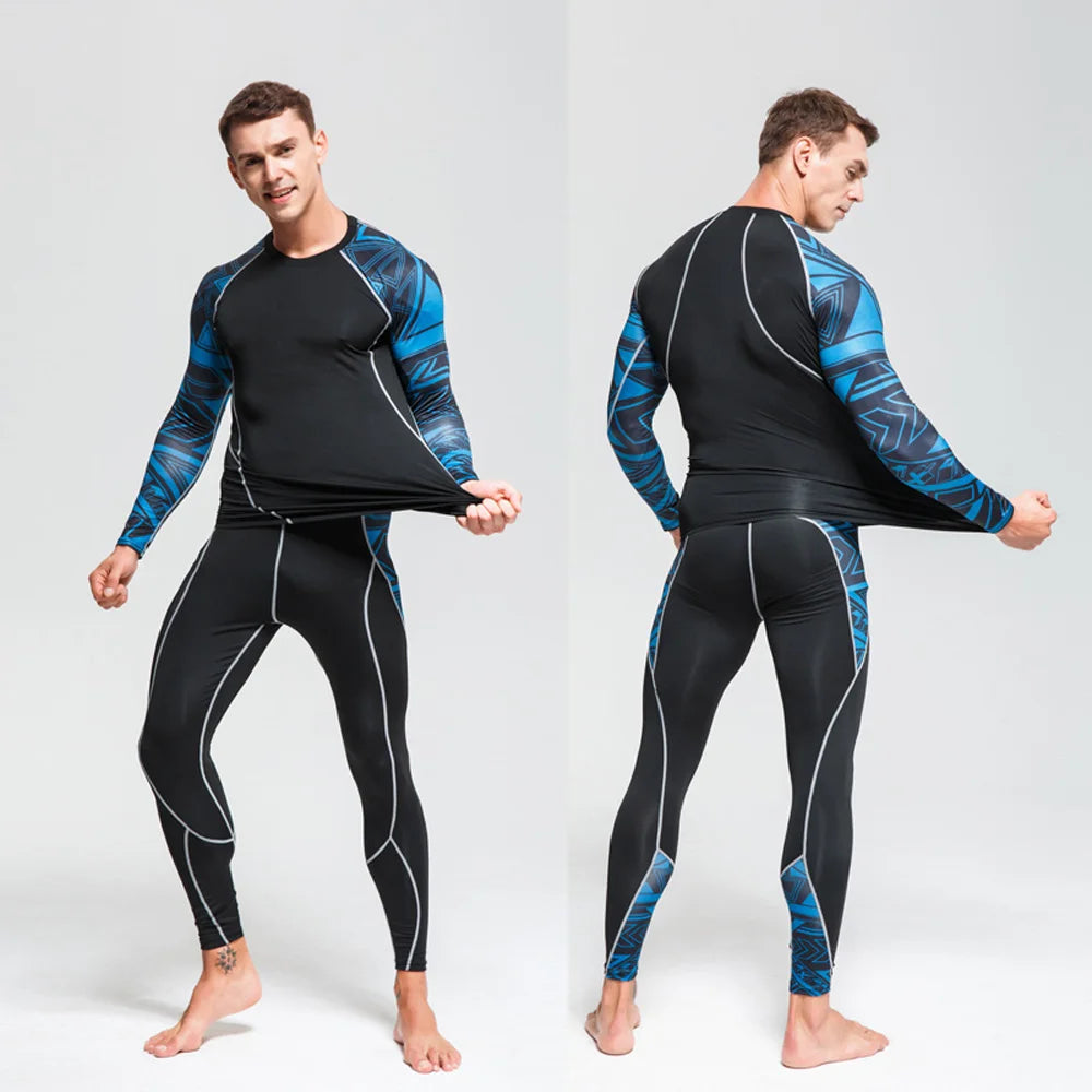 Men's Thermal Underwear Set MMA Tactics Leggings Solid Color Costume Compress Fitness Long Johns Men Winter Brands  Men