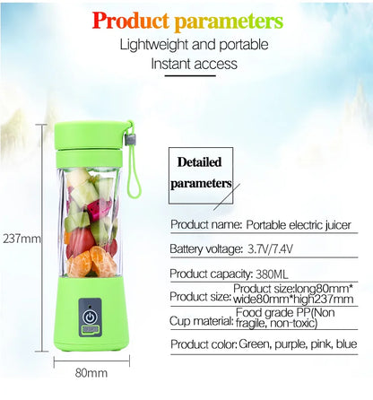 Portable Mini Plastic Bottle Fruit Juice Cup Blender USB Rechargeable Automatic Fast Mixing Electric Fruit Juicer