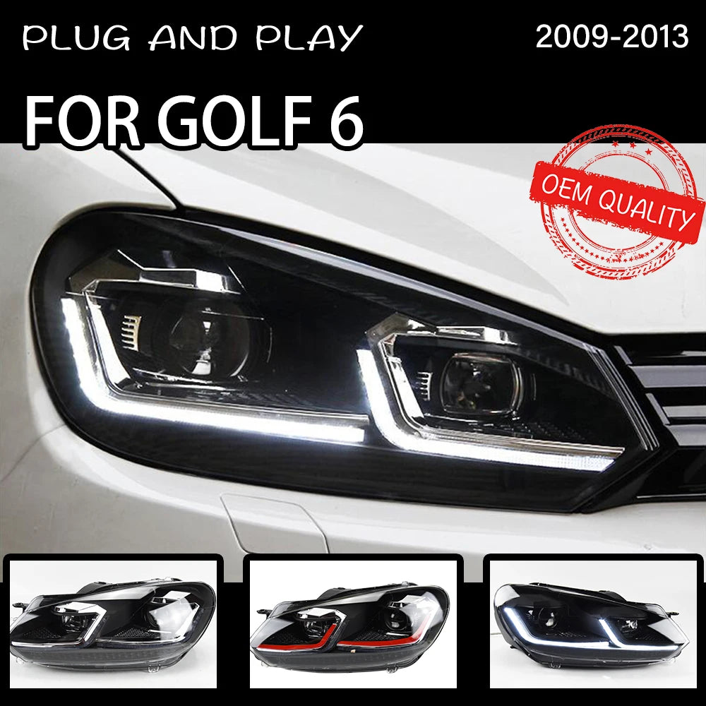 Headlight For VW Golf 6 MK6 2009-2013 Car автомобильные товары LED DRL Hella 5 Xenon Lens Hid H7 Golf6 Car Accessories