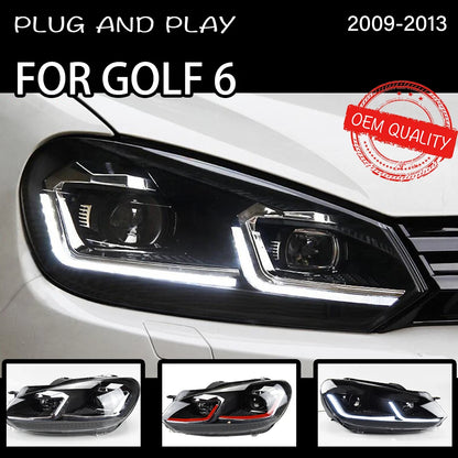 Headlight For VW Golf 6 MK6 2009-2013 Car автомобильные товары LED DRL Hella 5 Xenon Lens Hid H7 Golf6 Car Accessories