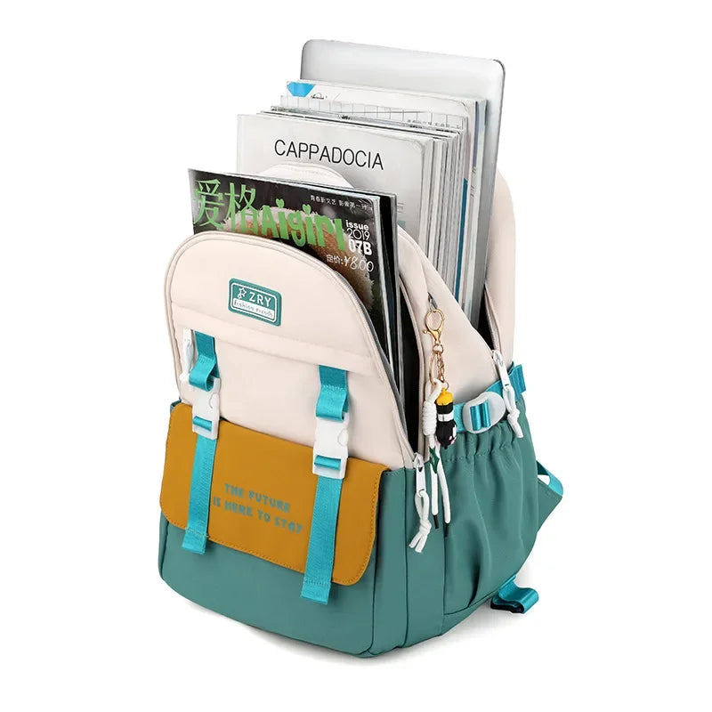 Unisex Lightweight Six-Wheel Pull Rod School Backpack Large Capacity Fashionable Waterproof Backpack Character Simple Style Kids