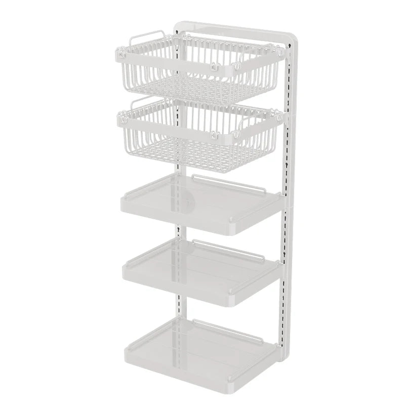 Punch-free hang Wall Vegetable Fruit Rack Kitchen Metal Storage Grill Basket Adjustable Plant Stand Pan Pot Lid Organizer Holder