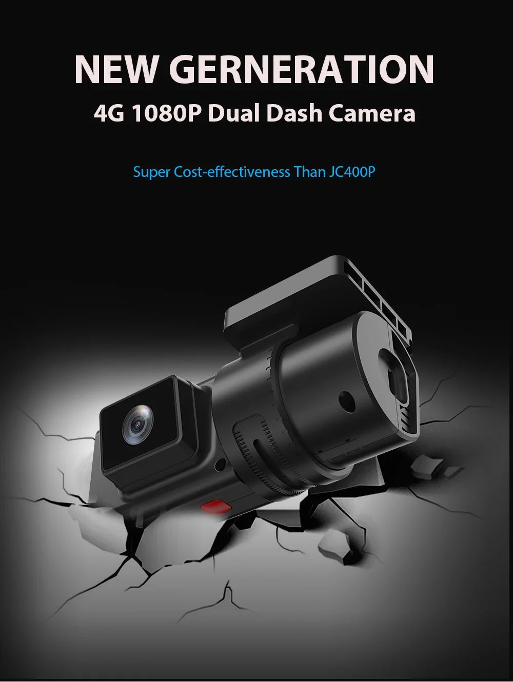 Jimilot JC181 Mini Dual Dash Cam 4G DVR WiFi USB 1080P GPS Event Video G-Sensor Fuel Cutoff Rotatable Car Camera 64GB ADAS