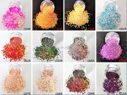 Prime Quality Wholesale PET Glitter Shapes Holographic or Iridescent Chunky Mixes Hexagon Glitter