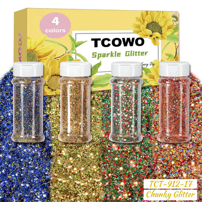 Local Stock 2OZ Shaker Packing Hexagon Shape Mix Chunky Glitter for Tumbler Nail Resin Christmas Decoration