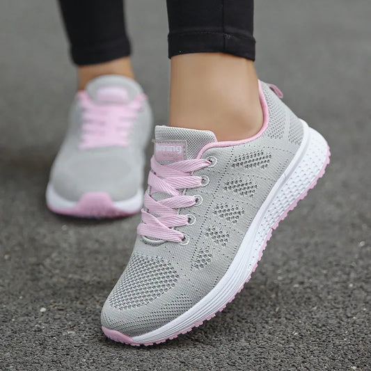 2026 NEW KJ 2024 Fashion Breathable Mesh Walking Vulcanized Shoes Women's White Sports Shoes Women's Tennis Women's Fitness