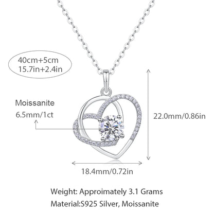 Jewelry Direct Factory Sterling Silver Heart Pendants Simple Design Gold Plated Charm for Women Moissanite Heart Shape Necklace