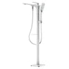 HIDEEP Contemporary Polished Bathroom Floor Stand Faucets Chrome/Black/White Ceramic Single Handle Hot Cold Water Bathtub Shower