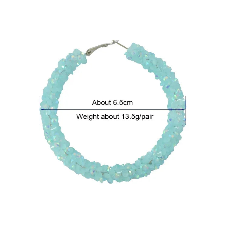 Trendy Women Geometric Big Hoop Earrings Resin Crystal Bling Hoop Earrings Custom Color Exaggerated Gold Earring for Girls