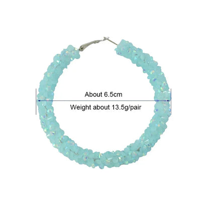 Trendy Women Geometric Big Hoop Earrings Resin Crystal Bling Hoop Earrings Custom Color Exaggerated Gold Earring for Girls