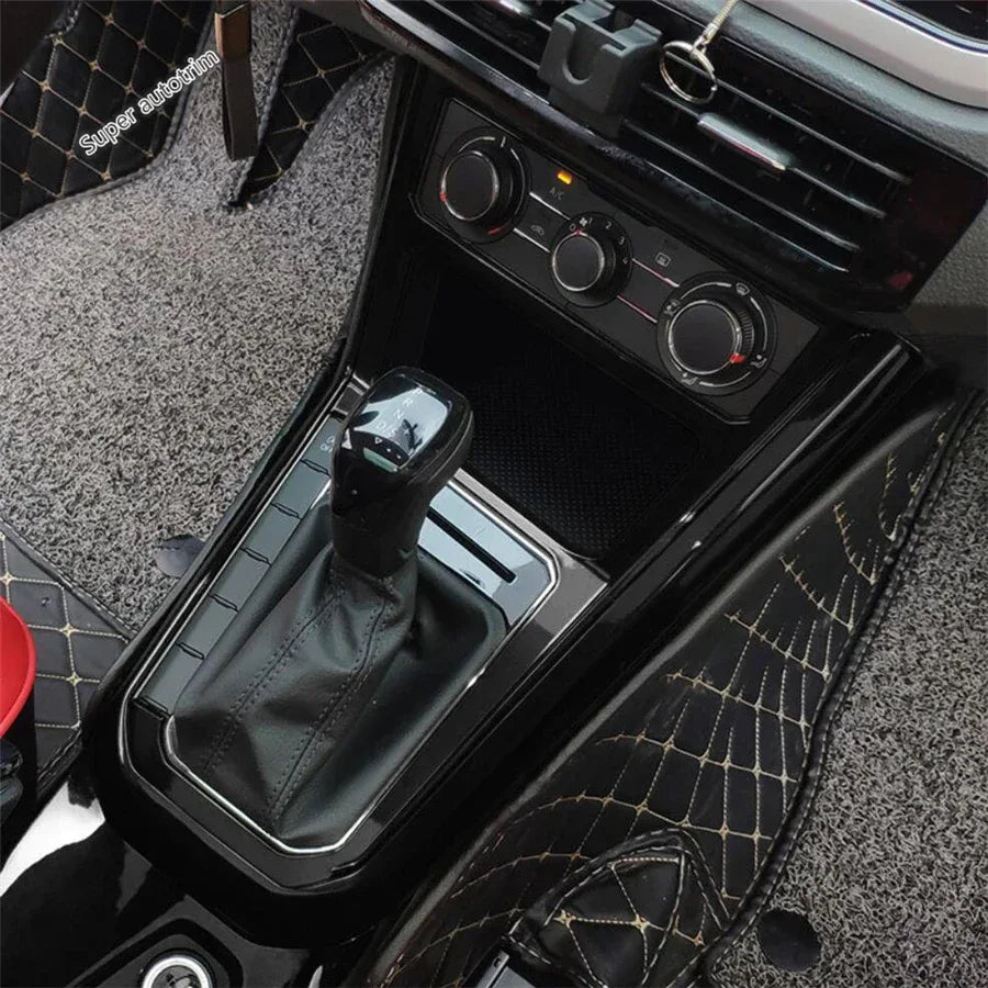 Center Control Gear Shift Panel Inner Door Armrest Handle Cover Trim Black Fit For VW Volkswagen Polo 2019 - 2023 Accessories