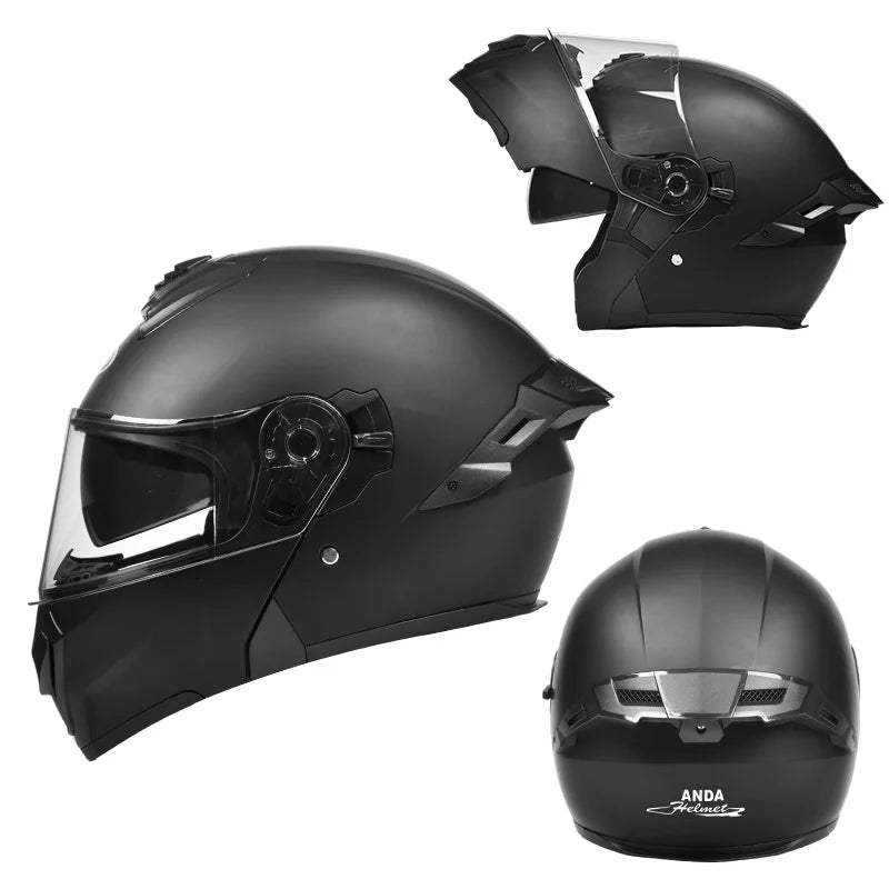 New Unisex Motorcycle Flip up Helmet ABS Safety Modular All Seasons 1 Year Warranty AD Dual Visor Unisex Cascos Para Moto Helmet