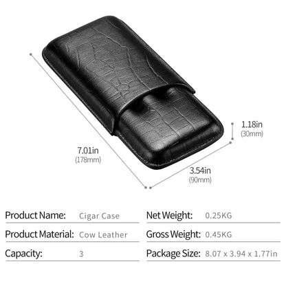 3 Tube Humidor Box Holder With Cigar Cutter Leather Gadgets Travel Portable Cedar Wood Cigar Case