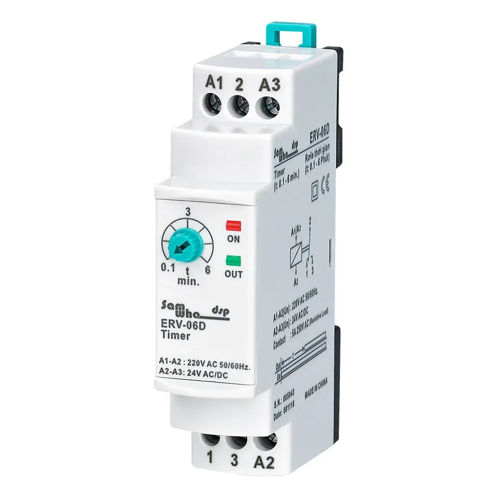 Samwha-Dsp ERV-06D On Delay Time Relay Electronic Adjustable (0.1-6min.)